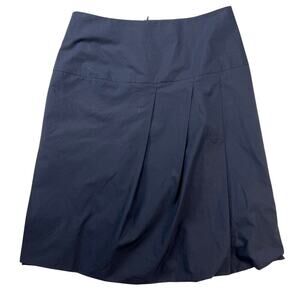 Pauw Amsterdam Cotton Navy Blue Knee Length Bubble Hem Wrap Skirt Size 0 (XS)